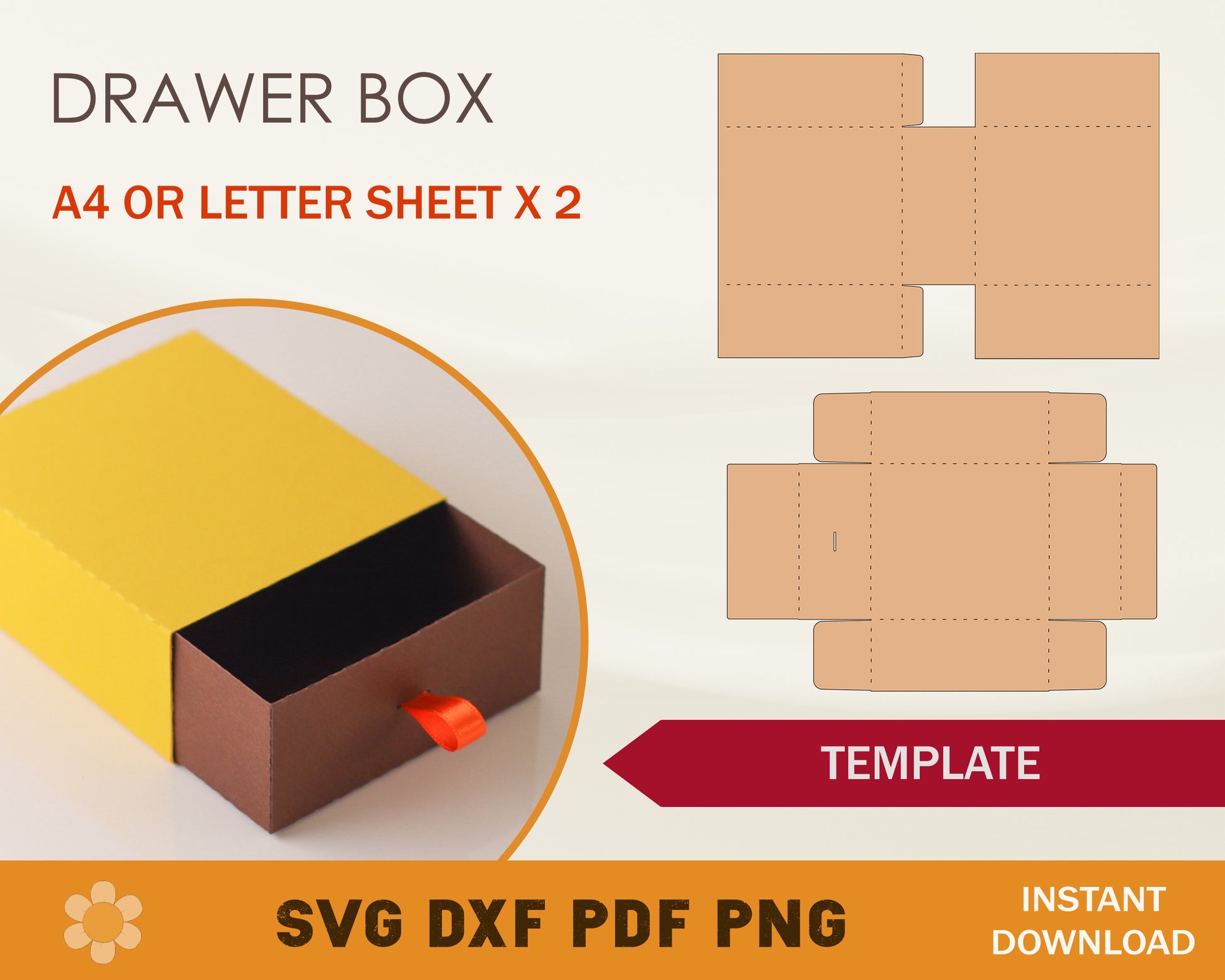 Drawer Box Template (SVG, DXF, EPS, PDF, PNG) – Digital Daisy