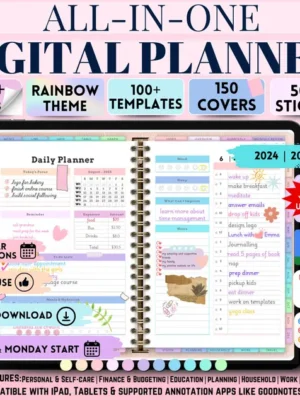All-in-One Digital Planner 2024, 2025, 2026, Digital Planner, Digital Journal, Digital Goodnotes Template, Weekly, Daily Planner, Notability
