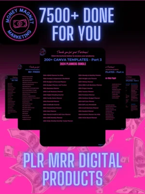 7500+ Done For You PLR MRR Digital Products Bundle, Digital Printable Planners/Trackers/Journals, Master Resell Rights, DFY, Canva Template